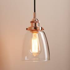 Retro Vintage Cloche Glass Shade Chandelier Copper Pendant Light