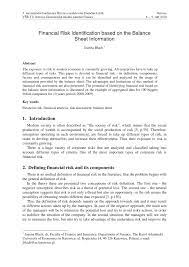 Pdf Financial Risk Identification Based On The Balance Sheet Information