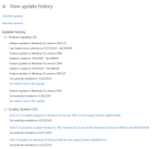 Click failed to install to view more information. Update To Windows 10 2004 Failed