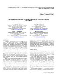 Pdf Time Domain Models And Wave Energy Converters Performance Assessment