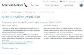 american airlines is changing their award chart