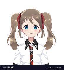 Anime manga avatar schoolgirl Royalty Free Vector Image