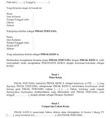 Contoh Surat Perjanjian Kerja Untuk Waktu Tidak Tertentu Contoh Surat