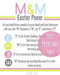 Free Printable Easter M M Poem Tags U Create Easter Sunday School Easter Lessons Easter Poems