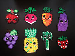 J Ai Le Plaisir De Vous Presenter Cet Article De Ma Boutique Etsy Fruits Et Legumes Hama Perles Hama Kawaii Motifs Perles Hama Perles Fondues