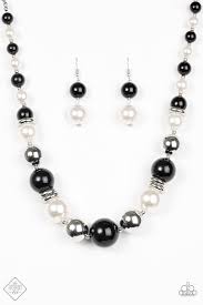 Black And White Necklace Set New York Nightlife Necklace Earring Set Earring Set Black Beads