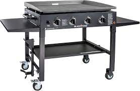 Amazon Com Blackstone 1554 Cooking 4 Burner Flat Top Gas Grill Propane Fuelled Restaurant Grade Professional 36 Outdoor Griddle Station With Side Shelf 36 Inch Black Patio Lawn Garden