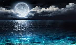Ocean Full Moon Wallpaper Wall Mural