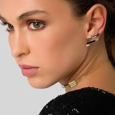 Urban Climber Earrings HEARTS ON FIRE 'BARRE' 18CT YELLOW GOLD MULTI-ROW  CLIMBER DIAMOND