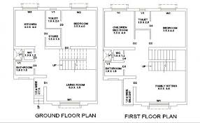 Ground And First Floor Plan Details Of One Family House Dwg File Floor Plans Beautiful House Plans Family House