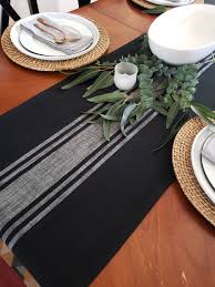 Farmhouse Table Runner Black White Grain Sack Runner Black Farmhouse Table Runners Rustic Table Runners Table Settings Everyday