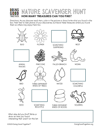 Competition encourages teams to work together or. Nature Scavenger Hunt Doing Good Together