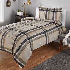 Simple and classic , patterned and pretty or comfy, cozy and billowy, a great comforter is just what you need to help freshen up your bed and enhance your comfort in style. Mainstays Twin Or Twin Xl Plaid Printed Black Tan Comforter Mini Set 2 Piece Walmart Com Walmart Com