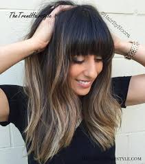 This feminine with full of volume look is easy to achieve in an effortless manner. Brunette Balayage For Thick Hair 50 Cute Long Layered Haircuts With Bangs 2019 The Trending Hairstyle