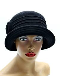 Cloche Hat Vintage Women's Wool Beatrice Black