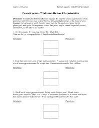 Punnett square worksheet complete the following monohybrid crosses: Punnett Square Worksheet
