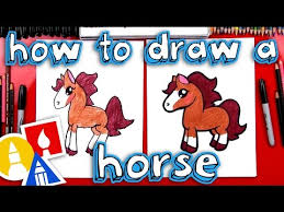 When you have the basic outline of a draw a small triangle on top of the head for the front ear. How To Draw A Horse For Kids