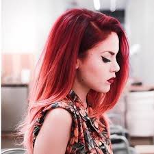 Luanna S Fire Red Ombre Fades To A Pretty Pastel This Bright Red Gives Us Some Serious Color Confidence Avedacolor Ombre Hair Color Ombre Hair Red Pink Hair