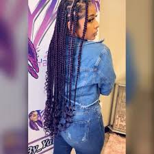 Black And Purple Knotless Braids 9 226 Likes 98 Comments Hairstylist Braidbae Styledby Yalemichelle On Instagram Birthday Hair Styles Braided Hairstyles Box Braids Hairstyles