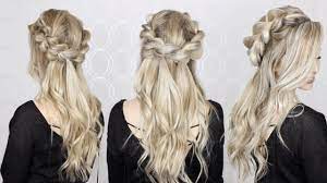 How To Half Up Half Down Pull Through Braid And Waves Tutorial Easy Braid Braided Half Updo Easy Braids Half Up Hair