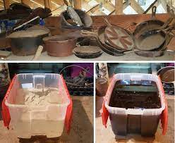 Years Ago Dad Stuck All Of His Junk Store Cast Iron Finds In The Attic Above The Garage I Came Across Them Over The Weekend And The Lye Bath Has Begun Several Really