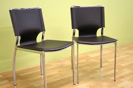 Dark Brown Leather Dining Chair With Chrome Frame Set Of Two Wholesale Interiors