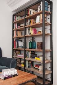 Metal And Wood Plank Industrial Modern Shelves Bookshelves Bookshelves Diy Bookcase Diy Bookshelf Design