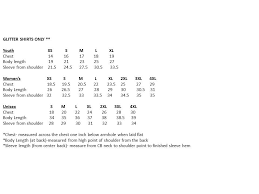 Glitter Shirt Size Chart