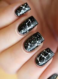 Black And White Drip Nails Constellation Nails Easy Nail Art Idea With Images Quick Nail Art Creative Nails White Nail Art