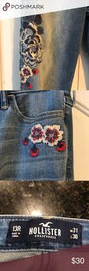 Hollister Ultra High Rise Super Skinny Jeans Floral Embroidered And Distressed Jeans Worn A Few Times Excellent Super Skinny Jeans Super Skinny Skinny Jeans
