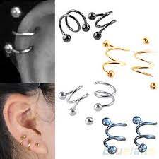 Punk Stainless Steel S Spiral Helix Ear Stud Lip Nose Ring Cartilage Piercing Ear Studs Lip Piercing Ring Ear Piercings