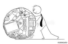  Cartoon Stick Man Drawing Conceptual Illustration Of Businessman Or Man Pushing Or Rolling His Live Expenses Stick Men Drawings Conceptual Illustration Cartoon