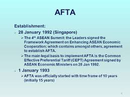 The asean free trade area (fta) is an agreement signed by member nations of asean which is concerned with local manufacturing in all asean countries. 1 Asean Free Trade Area Afta A General Overview Jakarta 10 March Ppt Download