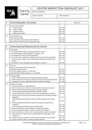 Formal and comprehensive harness inspection before first use and at least every 6 months thereafter. Centre Inspection Checklist 2011