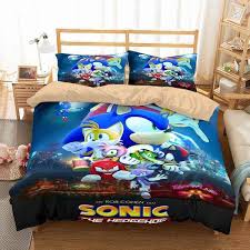 Instead of stars spreading over the mountain, we get gold rings, like the kind sonic collects. 3d Customize Sonic The Hedgehog Movie Bedding Set Duvet Cover Set Bedroom Set Bedlinen Duvet Bedding Sets Duvet Cover Sets Customised Bed