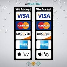 The apple pay logo is one of the apple inc. Amazon Com Pack Of 2 Pcs Credit Card Logo Decal Waterproof Vinyl Sticker We Accept Visa Mastercard Discover Ae Apple Pay Store Cashier Counter Pos Lable Kitchen Dining