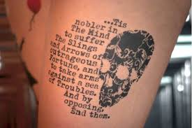 To Be Or Not To Be That Is The Question Skull The Question Is To Be Or Not To Be What S Your Answer This Is Ours Shakespeare Quote Text Damask Skull Ta Tattoo Stencils Tattoos Body Art Tattoos