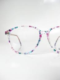 1980s vintage l amy glasses colorful confetti eyeglasses clear eyeglass frames french france womens ladies girls girly 80s blue purple teal fashion eye glasses clear eyeglass frames trendy glasses