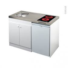 Kitchenette Vitroceramique Meuble Sous Evier Blanc Avec Refrigerateur L120 X H93 X P60 Cm Sokleo Oskab Meuble Sous Evier Evier Blanc Kitchenette