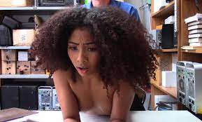 Ebony cutie with curly hair fucked hard in the back office - uiPorn.com