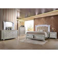 We have hundreds of queen bedroom sets to choose from, from designers such as tommy bahama home and fairfax. 4pc Bedroom Furniture Set Led Lighting Headboard Queen Size Storage Bed Walmart Com Walmart Com