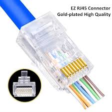 Ez Rj45 Connector Cat5e Cat6 Rj45 Ethernet Cable Plug Utp 8p8c Network Unshielded Terminal Easy Pass Connector For Cables Cable Plug Ethernet Cable Rj45