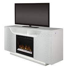 Features a large entertainment shelf with ample space for multiple cable. Ethan Electric Fireplace Media Console White Dimplex W Crystals