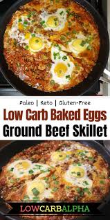 Low Carb Ground Beef Baked Eggs Egg Recipes For Breakfast Ground Beef Recipes For Dinner Beef Recipes For Dinner