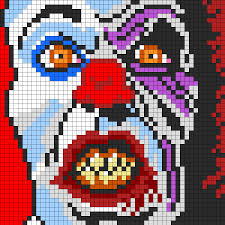 Pennywise The Clown From It For Perler Square Stitch Cross Stitch Point De Croix Coloriage Pixel Art