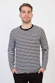 Women's long sleeve black and white striped shirt. Hospitality Unisex Long Sleeve T Shirt Crew Neck Black White Urbanbar Design