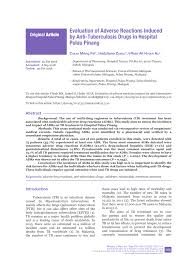 Jabatan patologi memberi perkhidmatan makmal di dalam 7 bidang utama iaitu microbiologi perubatan, patologi, kimia, hematologi, histopatologi, sitologi, perubatan transfusi dan makmal klinikal di hospital pulau pinang.jabatan ini berusaha untuk mencapai tahap kualiti yang tinggi dan terbaik. Pdf Evaluation Of Adverse Reactions Induced By Anti Tuberculosis Drugs In Hospital Pulau Pinang