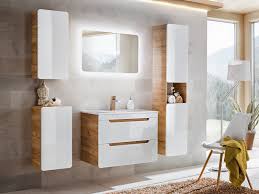 Benefits of floating vanity cabinets. Modern White Gloss Oak Bathroom Cabinet Set Wall Hung Vanity Unit Tallboy Impact Furniture