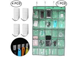 Classroom Pocket Chart With 4 Pcs Adhesive Hooks Afunta Hanging Organizer For Cell Phone Calculator Underwear Sock Storage With 4 Wall Hooks