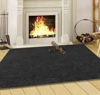 Plow & Hearth Flame-Resistant Fiberglass Half-Round Hearth Fireplace Area  Rug, 27" X 48